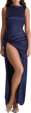 HOUSE OF CB Roxanne Slit Satin Maxi Dress