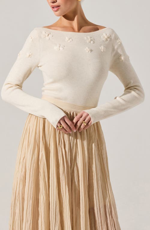 Astr The Label Bluma Floral Embroidery Sweater In White