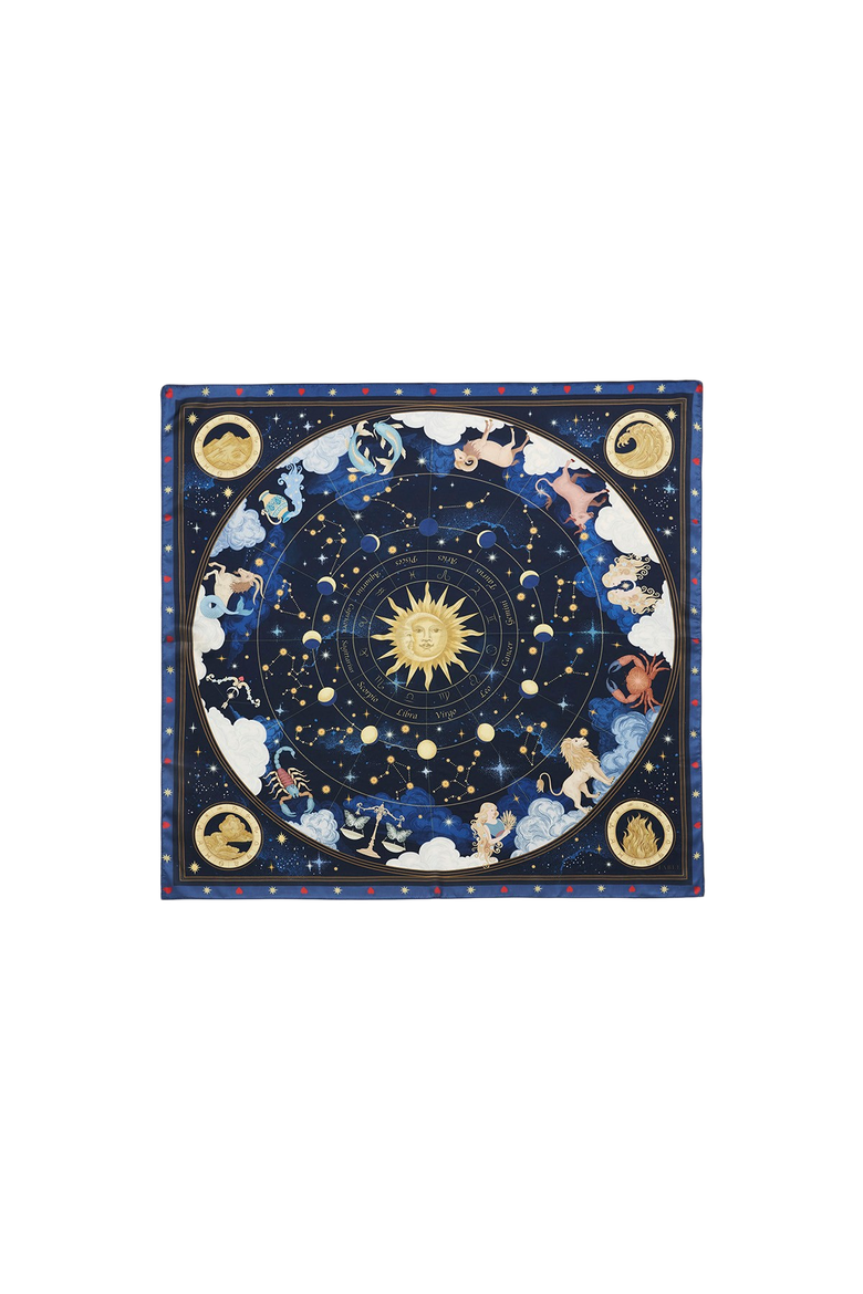 Zodiac Medium Square Scarf, Main, color, Light Blue