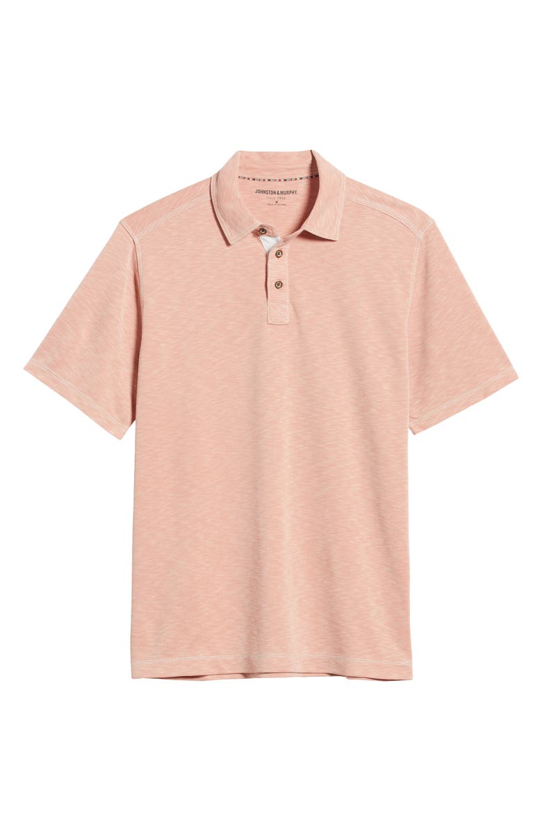 Johnston & Murphy Vintage Slub Jersey Polo, Alternate, color, Peach