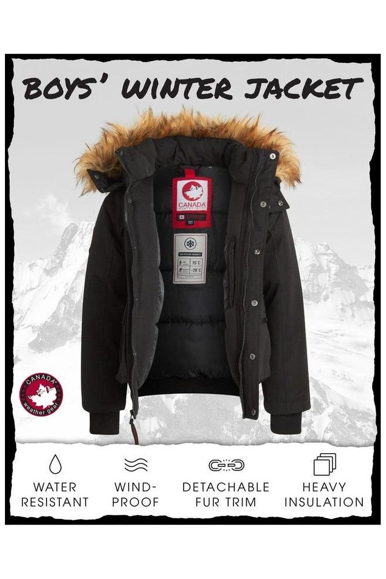Boys' Winter Bomber Jacket, Alternate, color, Black