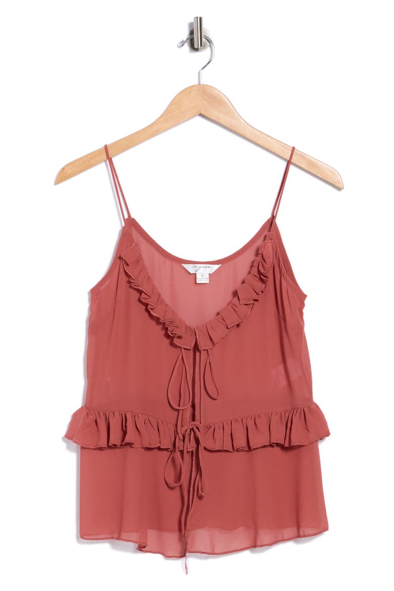 Ruffled Trim Camisole, Main, color, MARSALA
