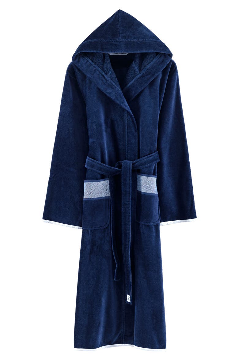 Ottoman Rolls Bathrobe, Alternate, color, NAVY
