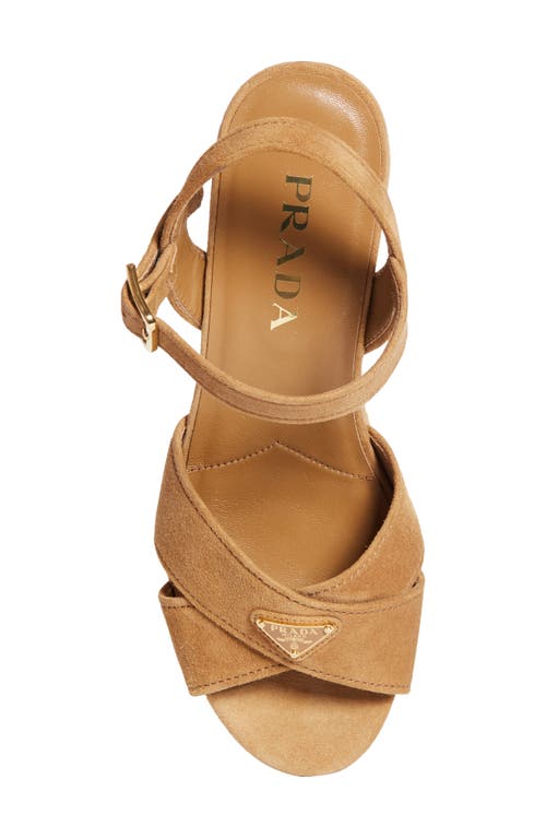 Prada Suede Platform Sandal In Brown