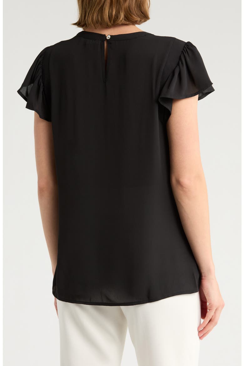 Paisley Print Fluttter Sleeve Blouse, Alternate, color, BLACK