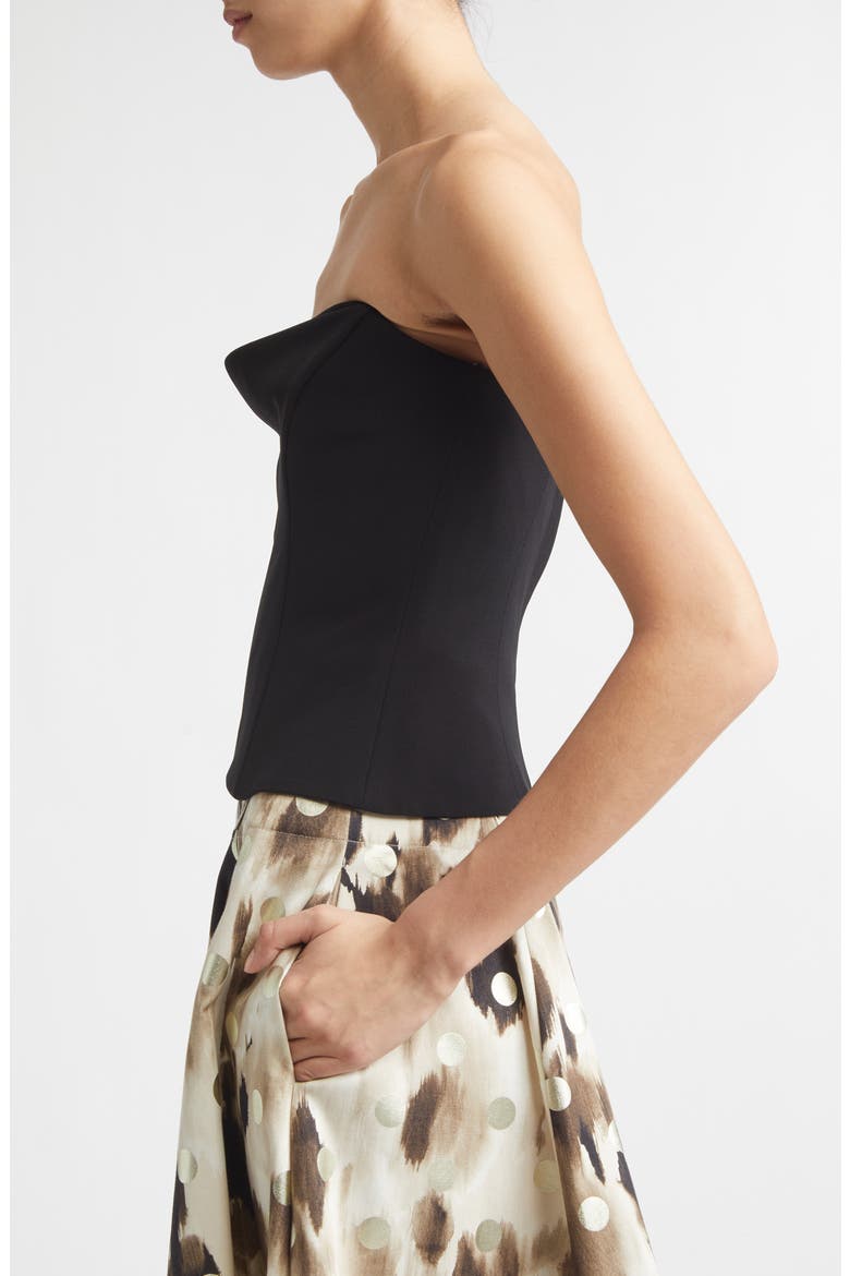 Draped Fluid Crepe Bustier, Alternate, color, BLACK