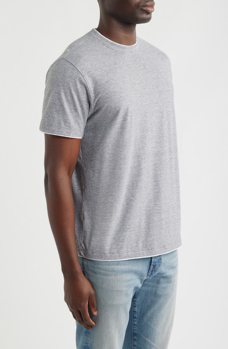 AG Como Double Layer Crewneck T-Shirt, Alternate, color, Heather Grey/True White