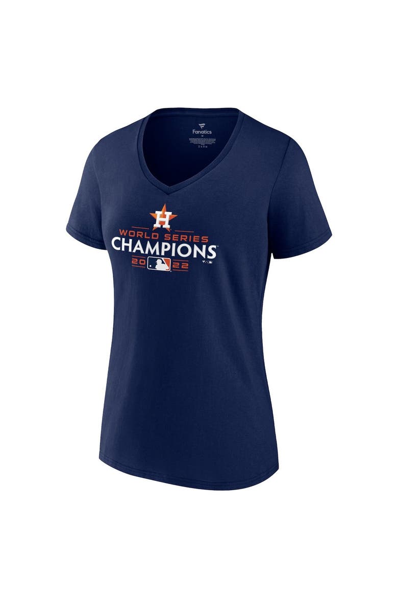 Women's Fanatics Branded Navy Houston Astros 2022 World Series Champions Champions Logo V-Neck T-Shirt, Alternate, color, Navy