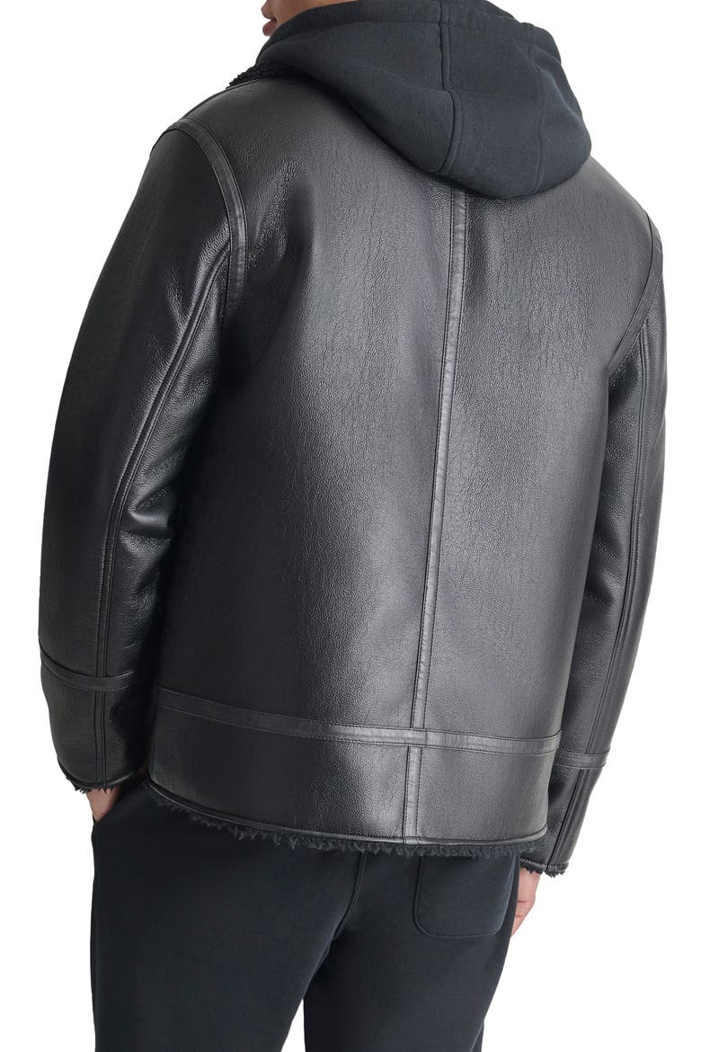 Water Resistant Faux Shearling Lined Jacket, Alternate, color, BLACK