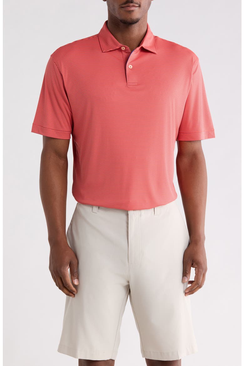 Featherweight Stripe Performance Polo, Main, color, AZALEA