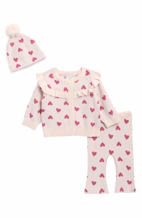 Heart Jacquard Top, Pants & Beanie