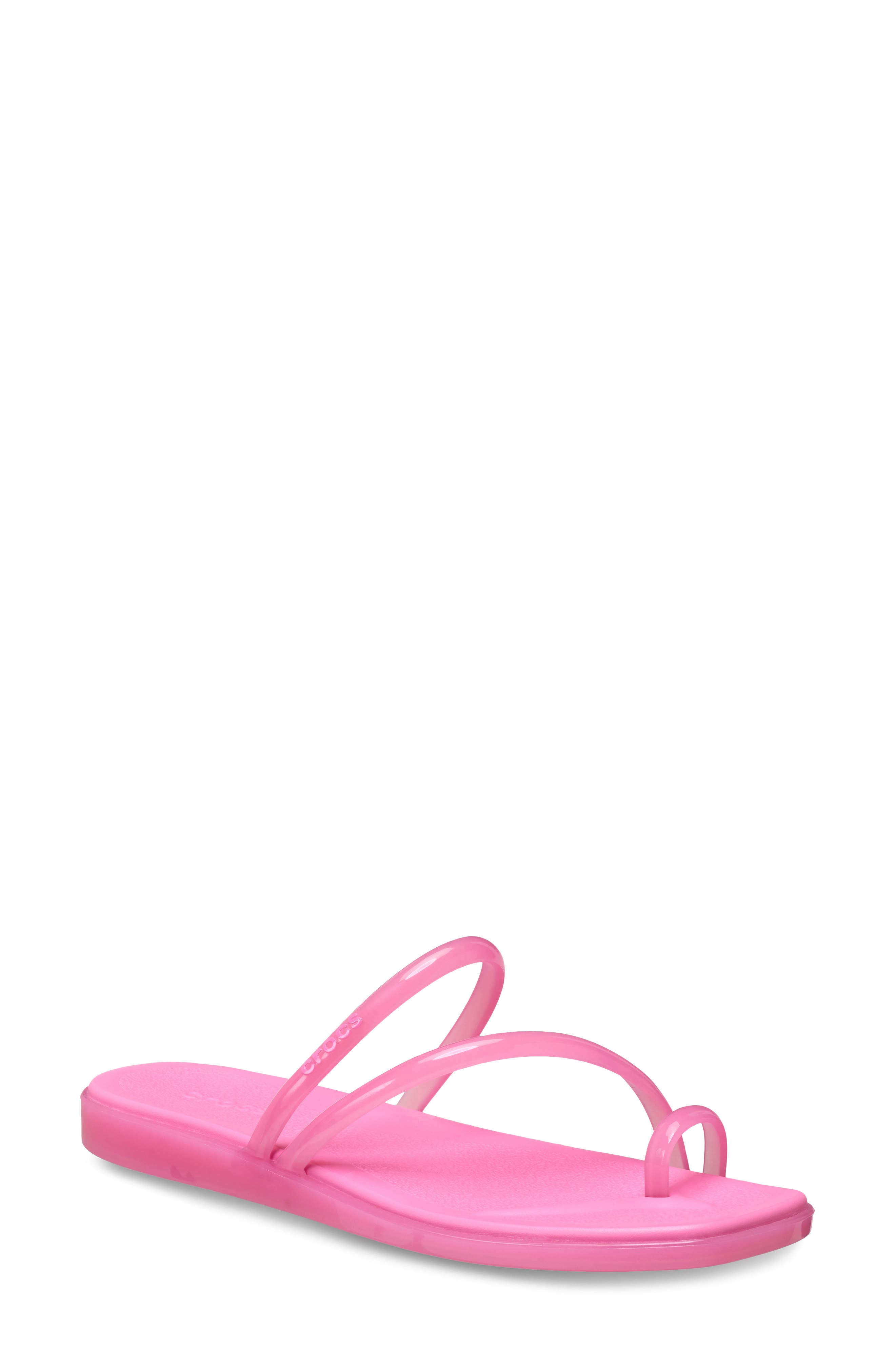 CROCS Miami Jelly Toe Loop Sandal, Main, color, Pink Lemonade Jelly