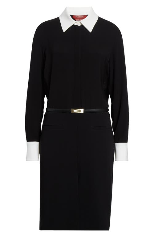 Max Mara Dinar Contrast Trim Long Sleeve Shirtdress In Black