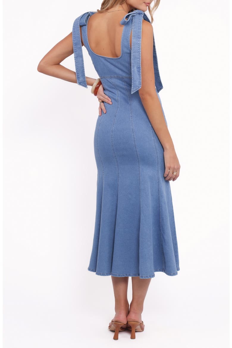 Eugenia Tie Strap Denim Midi Dress, Alternate, color, INDIGO DENIM