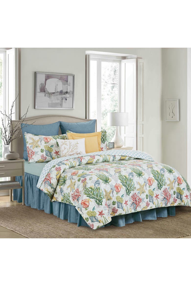 Shellwood Sound Cotton Quilt Set  - Reversible and Machine Washable, Alternate, color, Blue