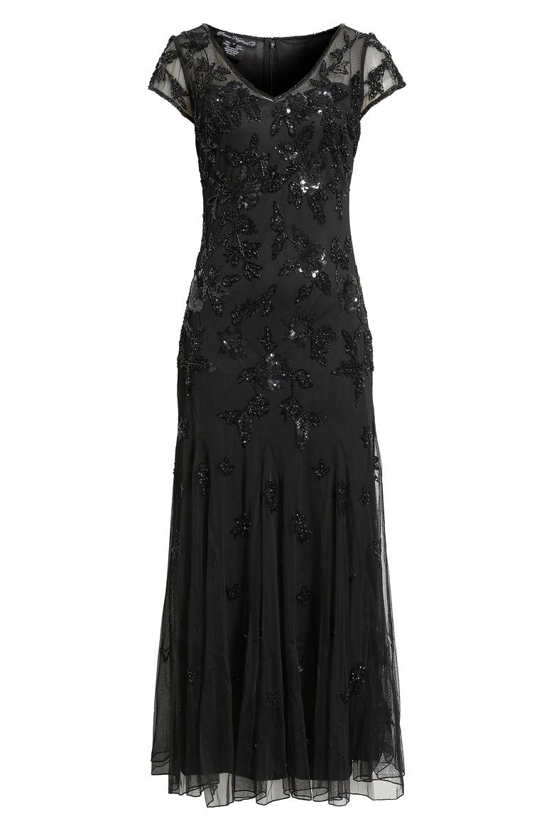 Embellished Illusion Sleeve Cocktail Dress, Alternate, color, BLACK
