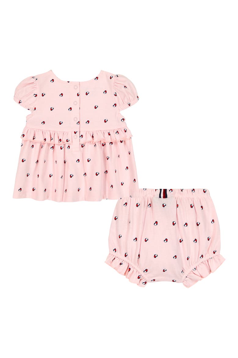 Tommy Heart Logo Top & Bloomers Set, Alternate, color, DARK PINK