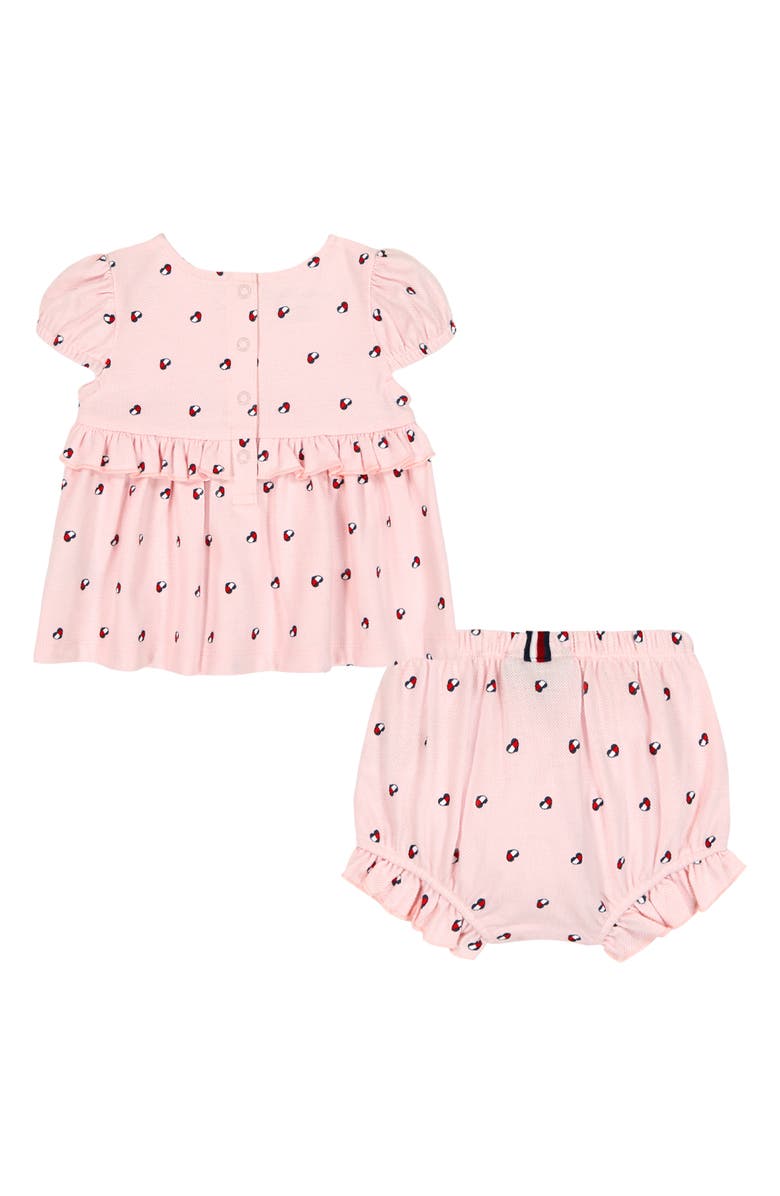Tommy Hilfiger Heart Logo Dress & Bloomers, Alternate, color, Dark Pink