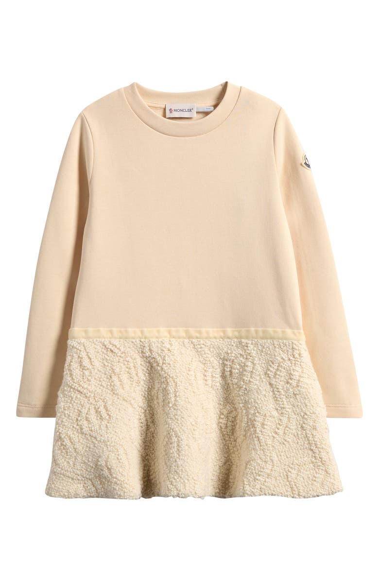 Moncler Kids' Mixed Media Dress, Main, color, Cream