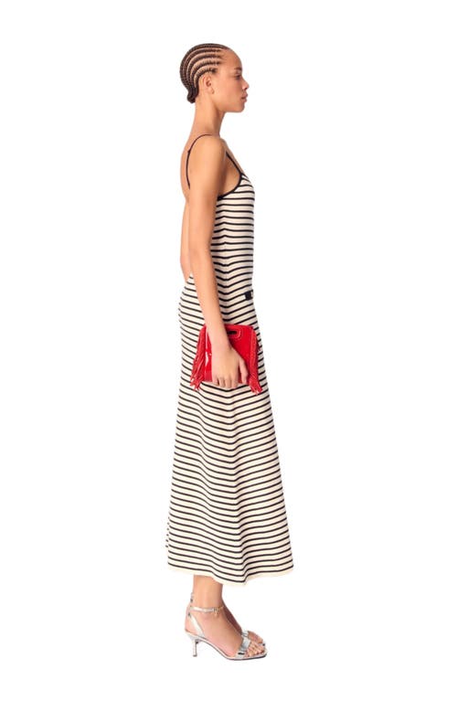 Shop Maje Rib Knit Maxi Dress In Navy/ecru