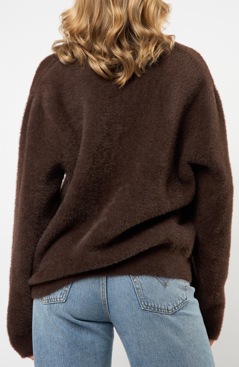 Viens Avec Moi Faux Fur Button-Up Cardigan, Alternate, color, Brown