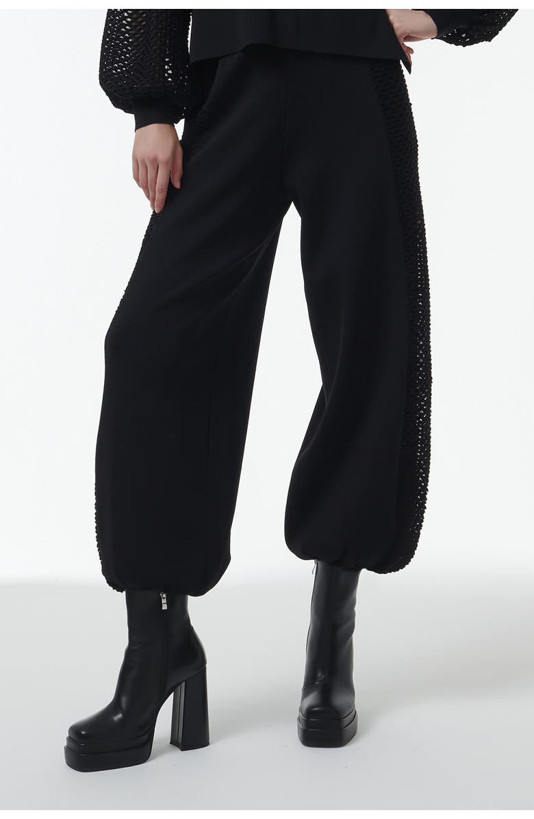 Leem Mesh Detail Knit Trousers, Alternate, color, Black