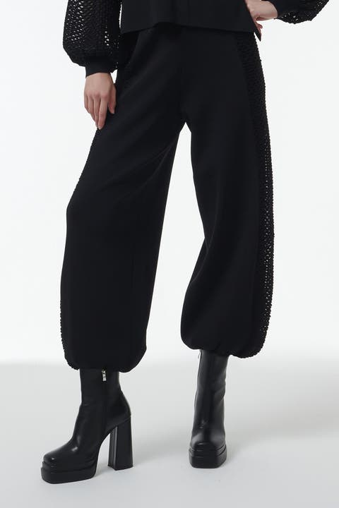 Mesh Detail Knit Trousers