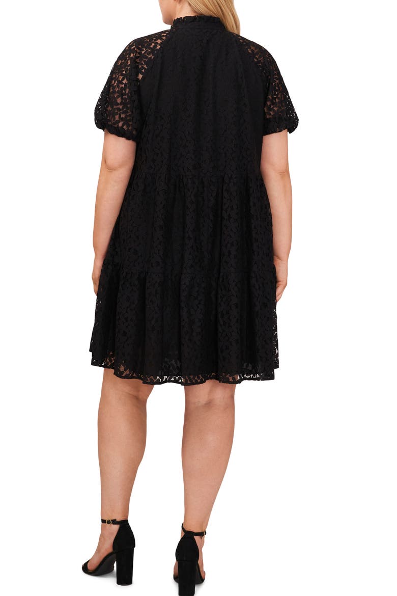 Lace Tiered Babydoll Dress, Alternate, color, BLACK