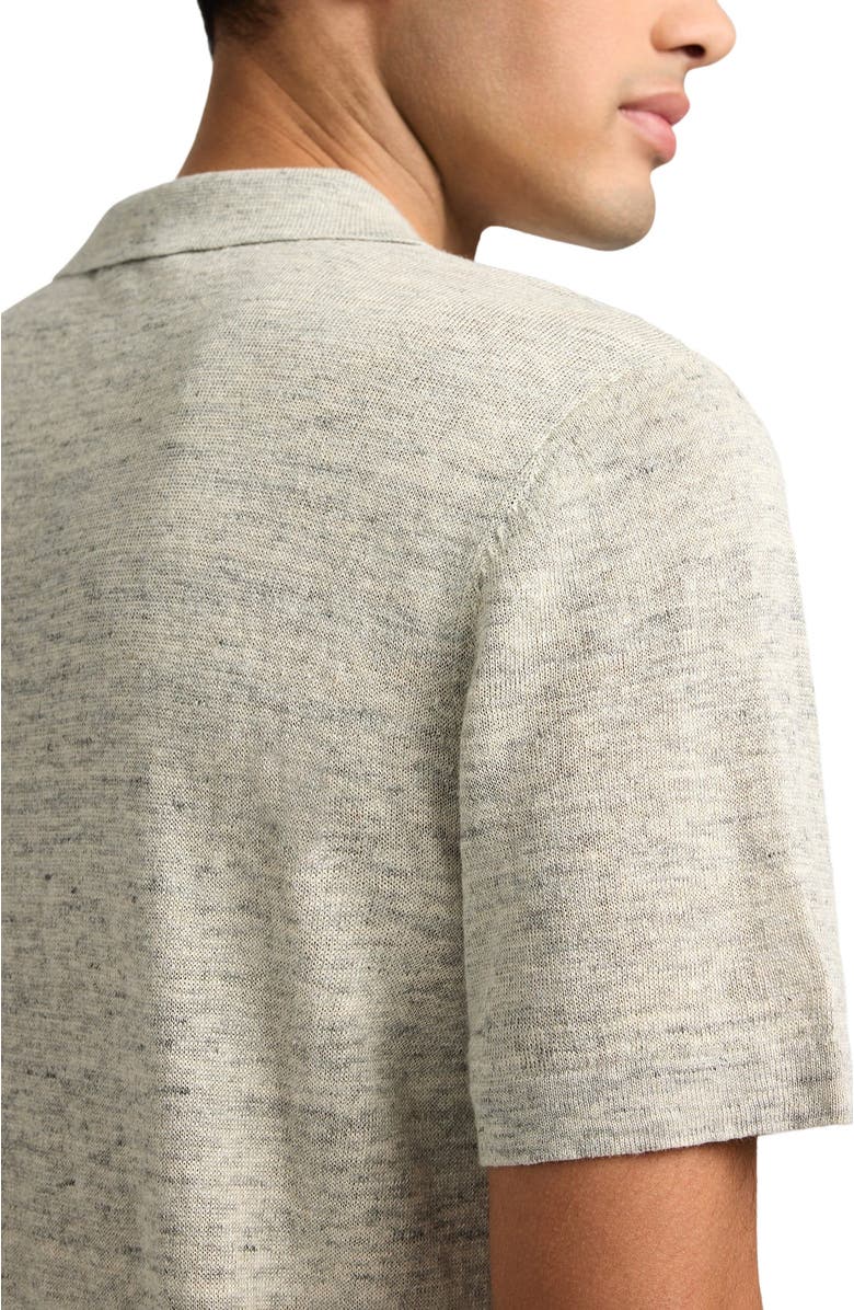 Onia Linen Sweater Polo, Alternate, color, Light Grey Melg