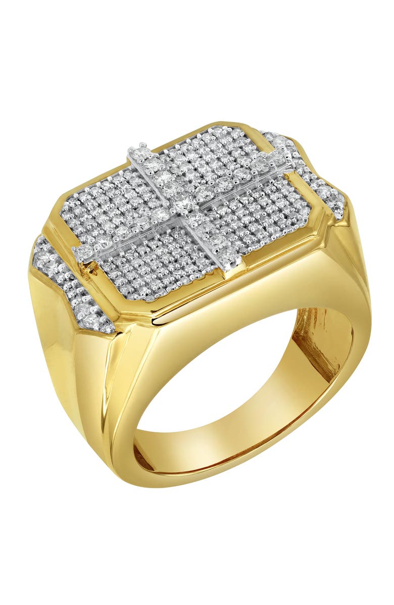 LuvMyJewelry Iced Oriel 14K Yellow Gold Diamond Men Statement Ring - 1.02ct., Main, color, 14K Yellow Gold