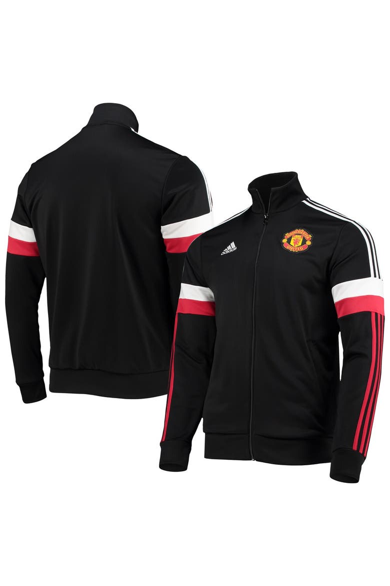 Men's adidas Black Manchester United 3-Stripes AEROREADY Full-Zip Track Jacket, Alternate, color, Black