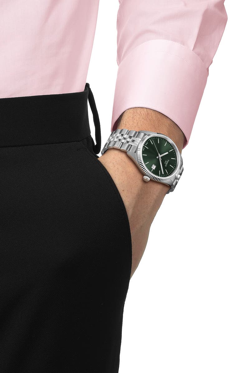 Tissot Ballade Bracelet Watch, 40mm, Alternate, color, Green/ Silver