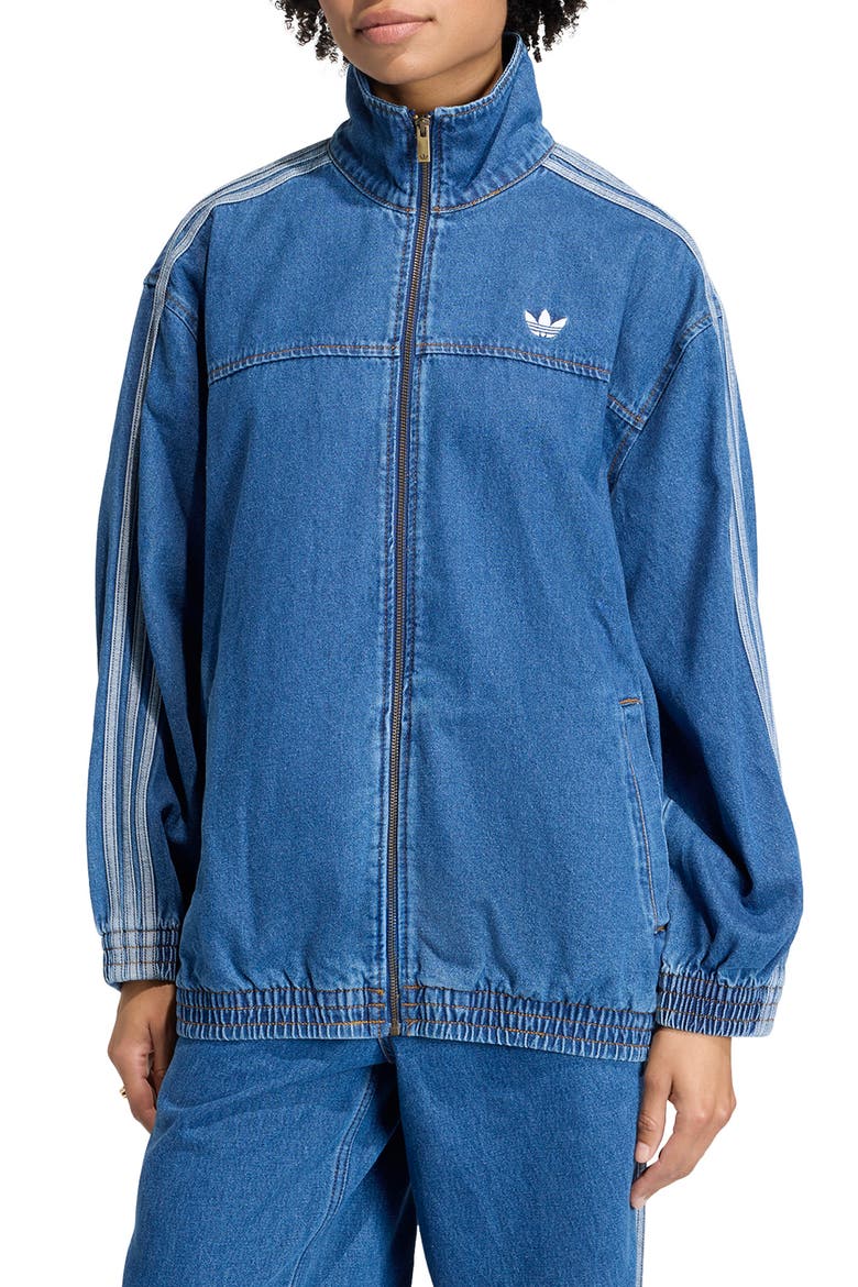 Firebird Denim Track Jacket, Main, color, MEDIUM VINTAGE DENIM
