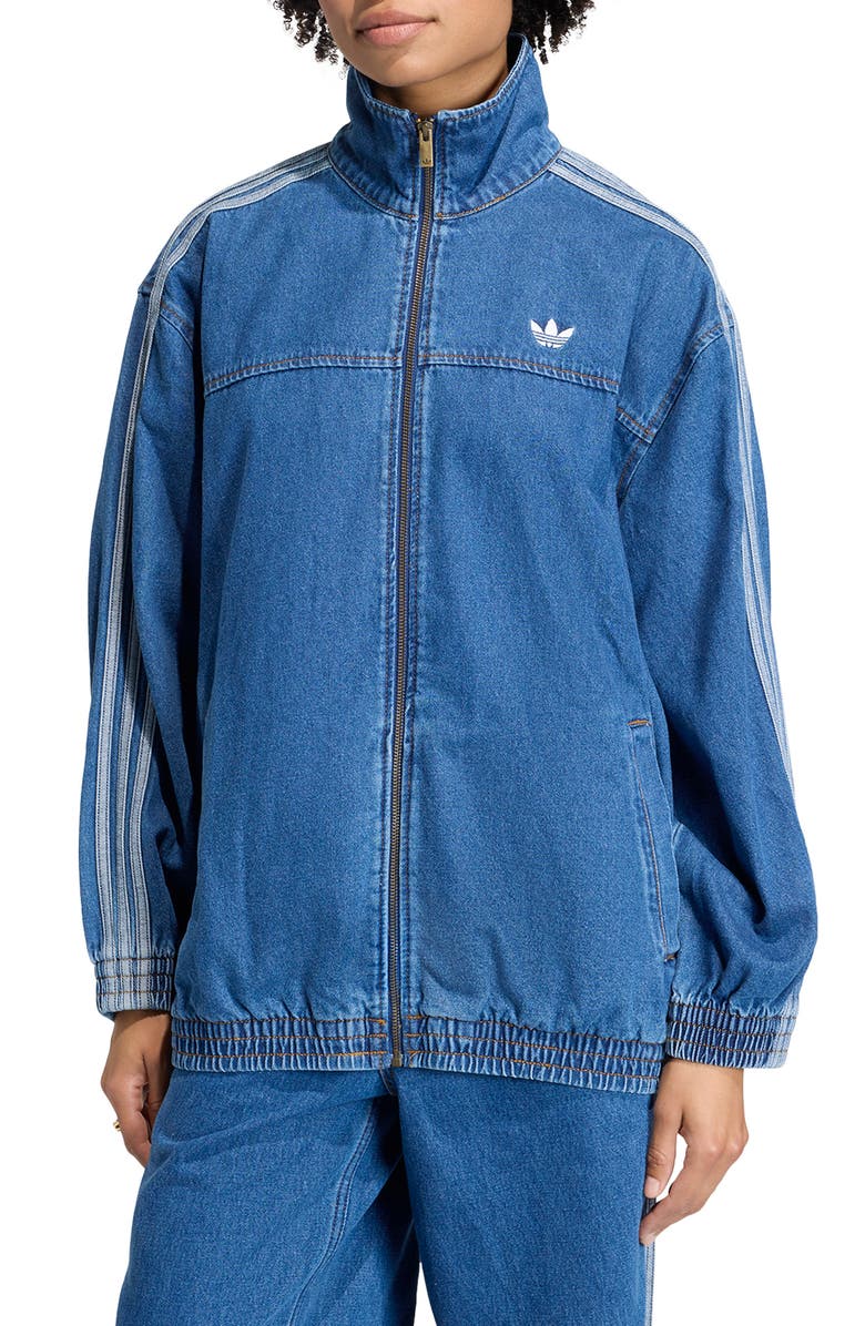adidas Originals Firebird Denim Track Jacket, Main, color, Medium Vintage Denim