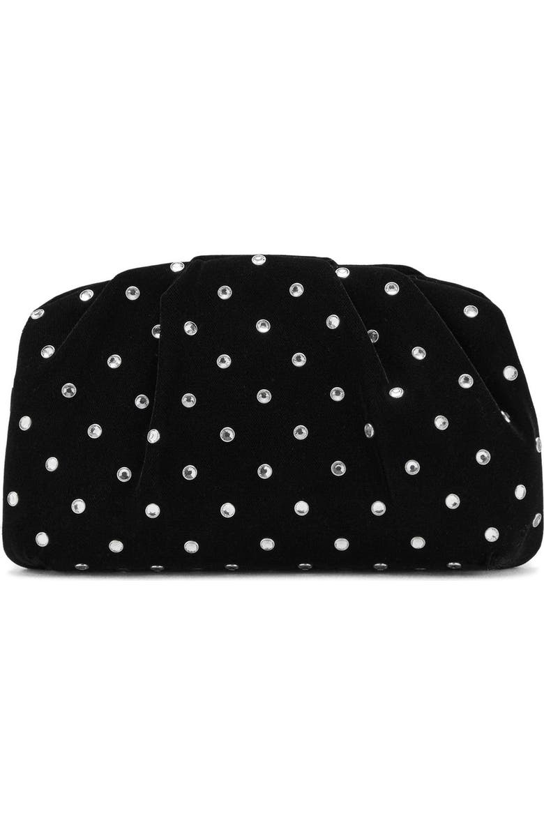 MANGO Rhinestone Velvet Clutch, Main, color, Black