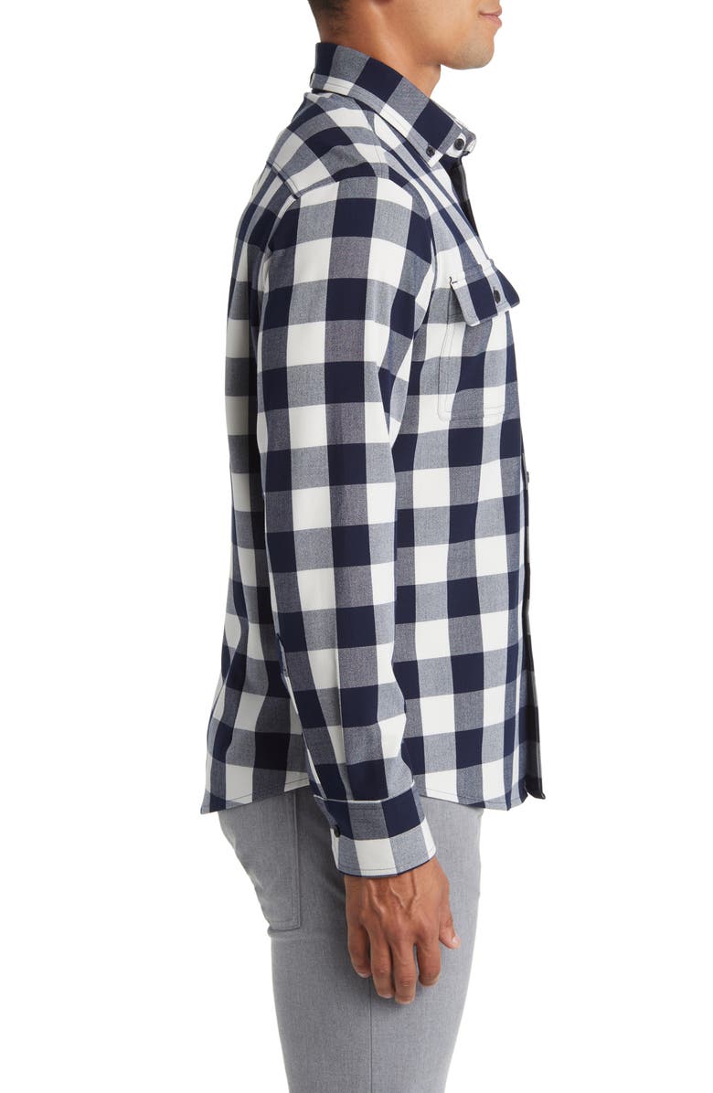 Mizzen+Main City Trim Fit Navy Broadway Plaid Flannel Button-Down Shirt, Alternate, color, 