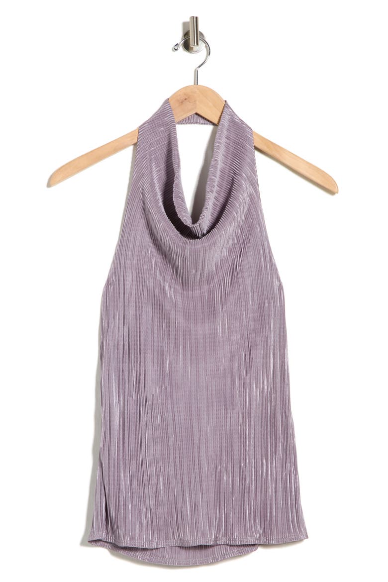 Plisse Halter Top, Alternate, color, DARK MAUVE