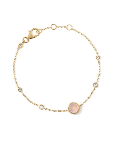 Gold Luna Pink Quartzite Station Bracelet