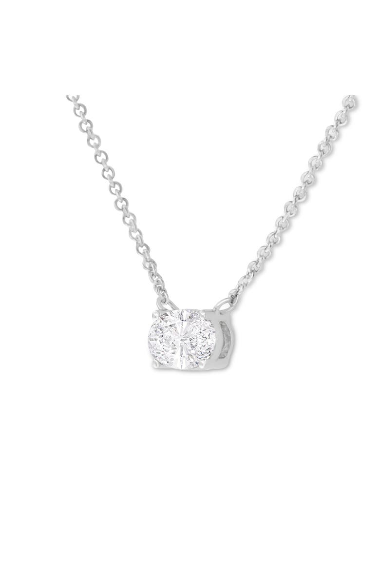 IGI Certified 10K White Gold 1/2 Ctw Lab Grown Oval Diamond East West Pendant, Alternate, color, White