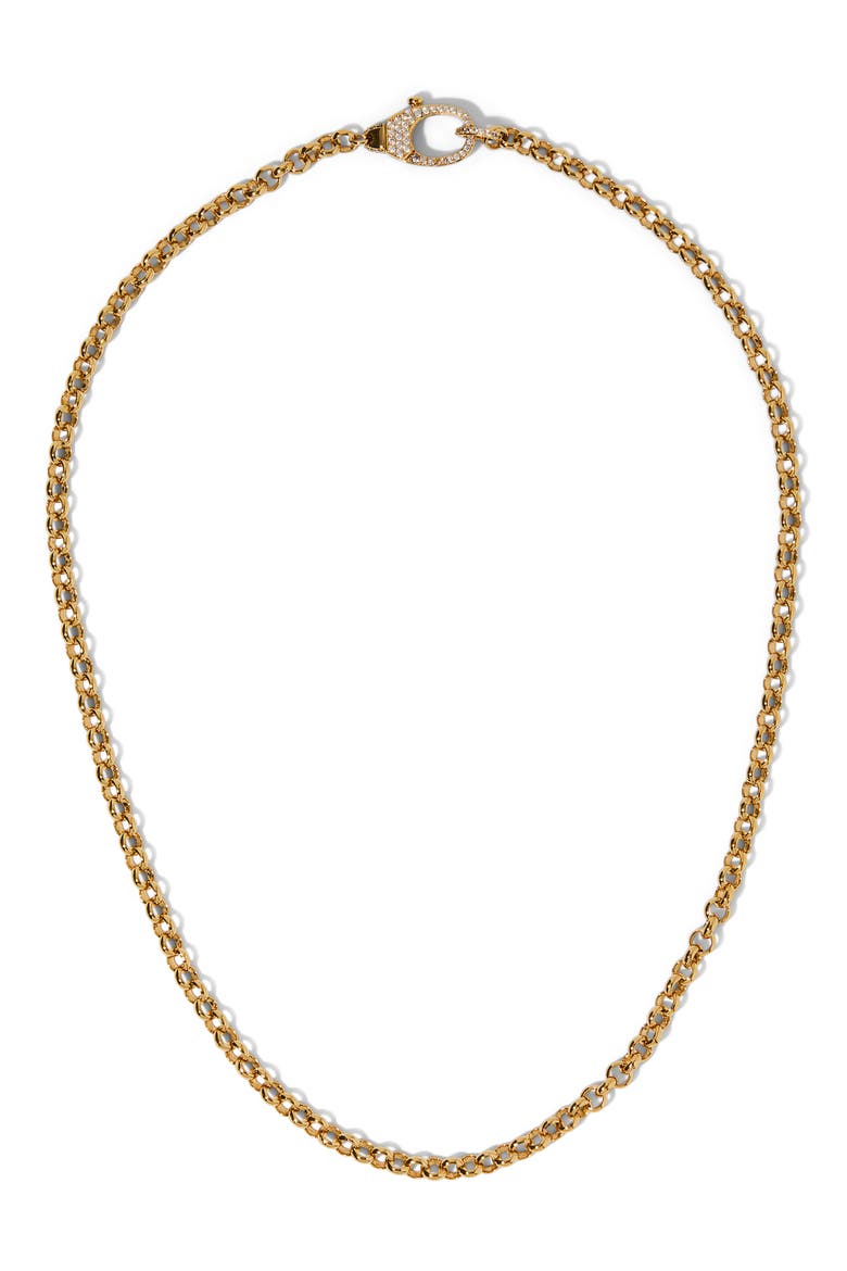 Gemini Pavé Clasp Link Chain Necklace, Main, color, GOLD