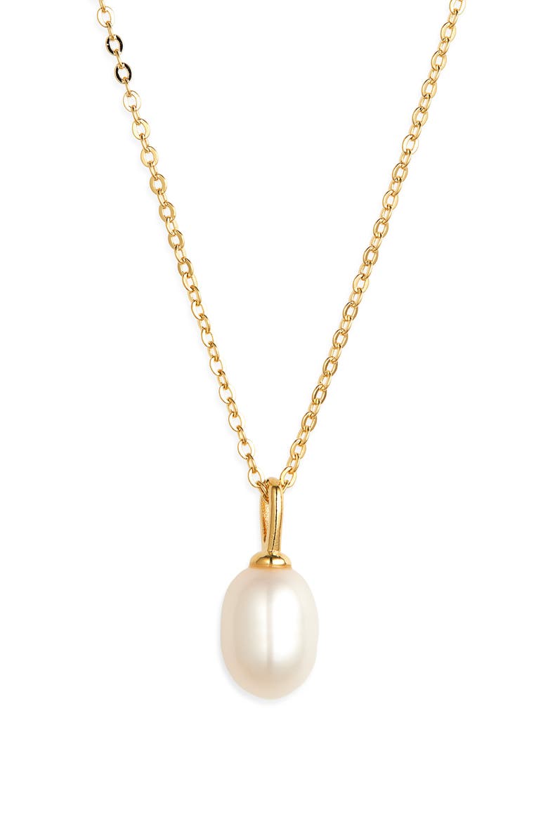 Demi Fine Dainty Freshwater Pearl Pendant Necklace, Main, color, 14K GOLD PLATED