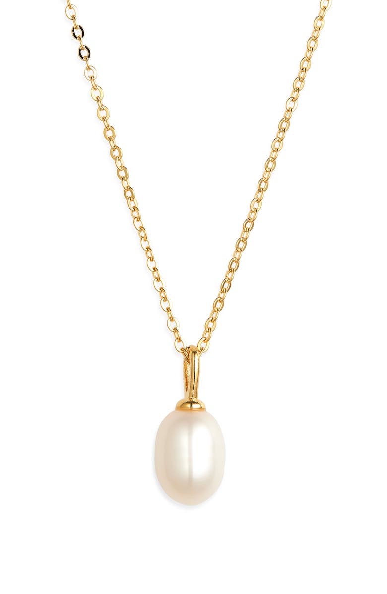 Nordstrom Demi Fine Dainty Freshwater Pearl Pendant Necklace, Main, color, 14K Gold Plated