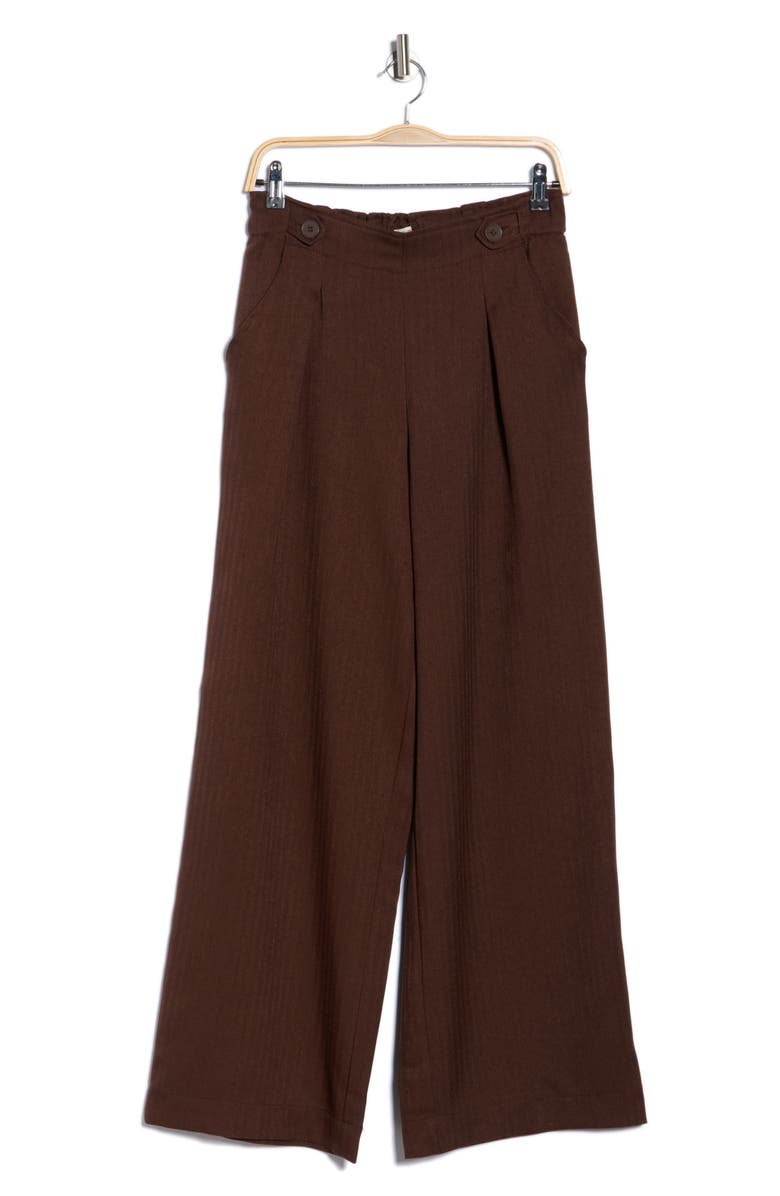 MAX STUDIO Waist Tab Pleated Front Wide Leg Pants, Alternate, color, Brown