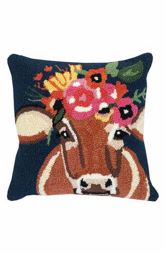Betsy Floral Cow Throw Pillow