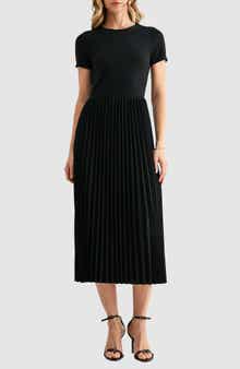 Mila Mae Short Sleeve Pleated Midi Dress