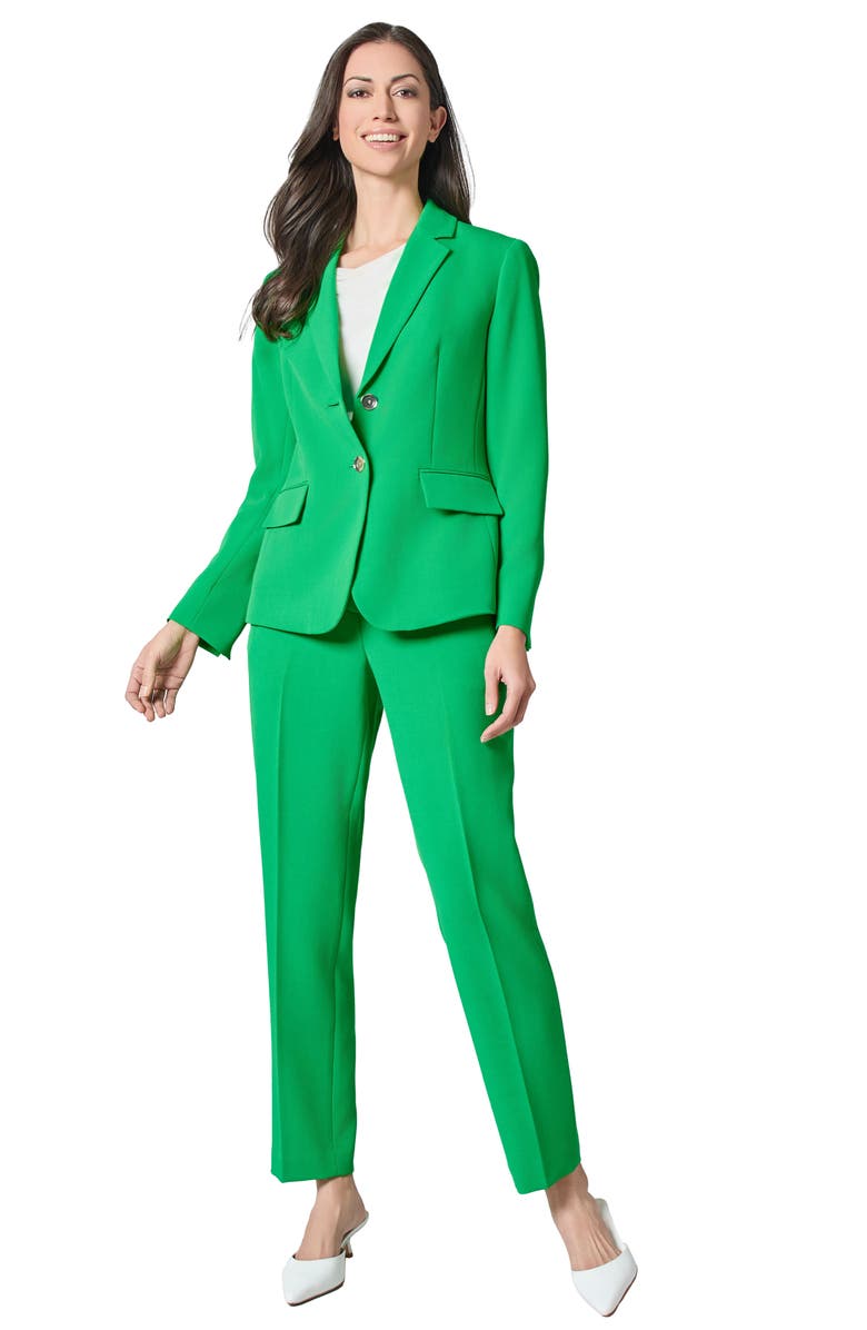 KASPER Notch Collar Stretch Crepe Two-Button Blazer, Alternate, color, Apple Green