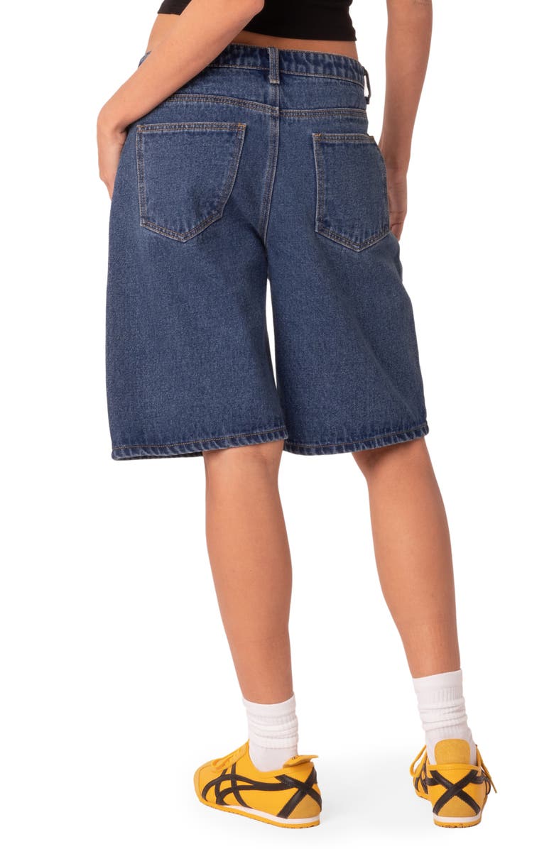 EDIKTED Oversize Low Rise Denim Bermuda Shorts, Alternate, color, Blue