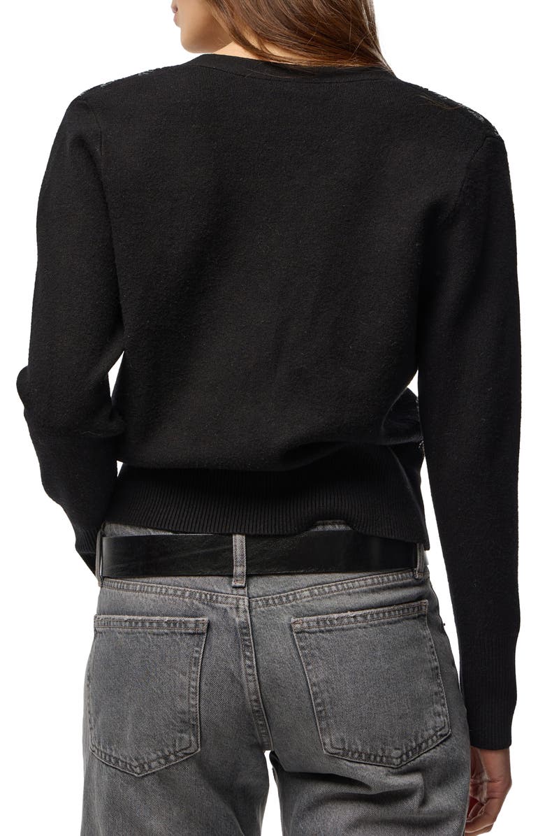 SAACHI Deco Drizzle V-Neck Cardigan, Alternate, color, Black