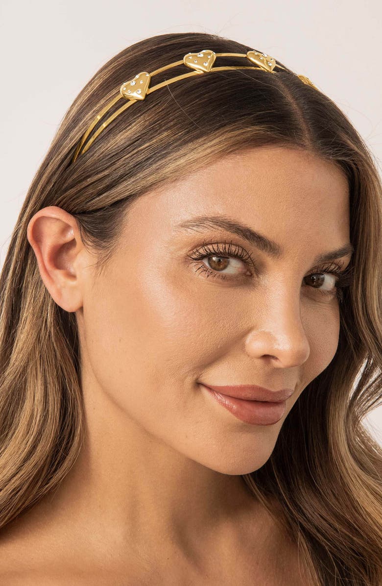 Ettika Love Embellished Heart Headband, Alternate, color, Gold