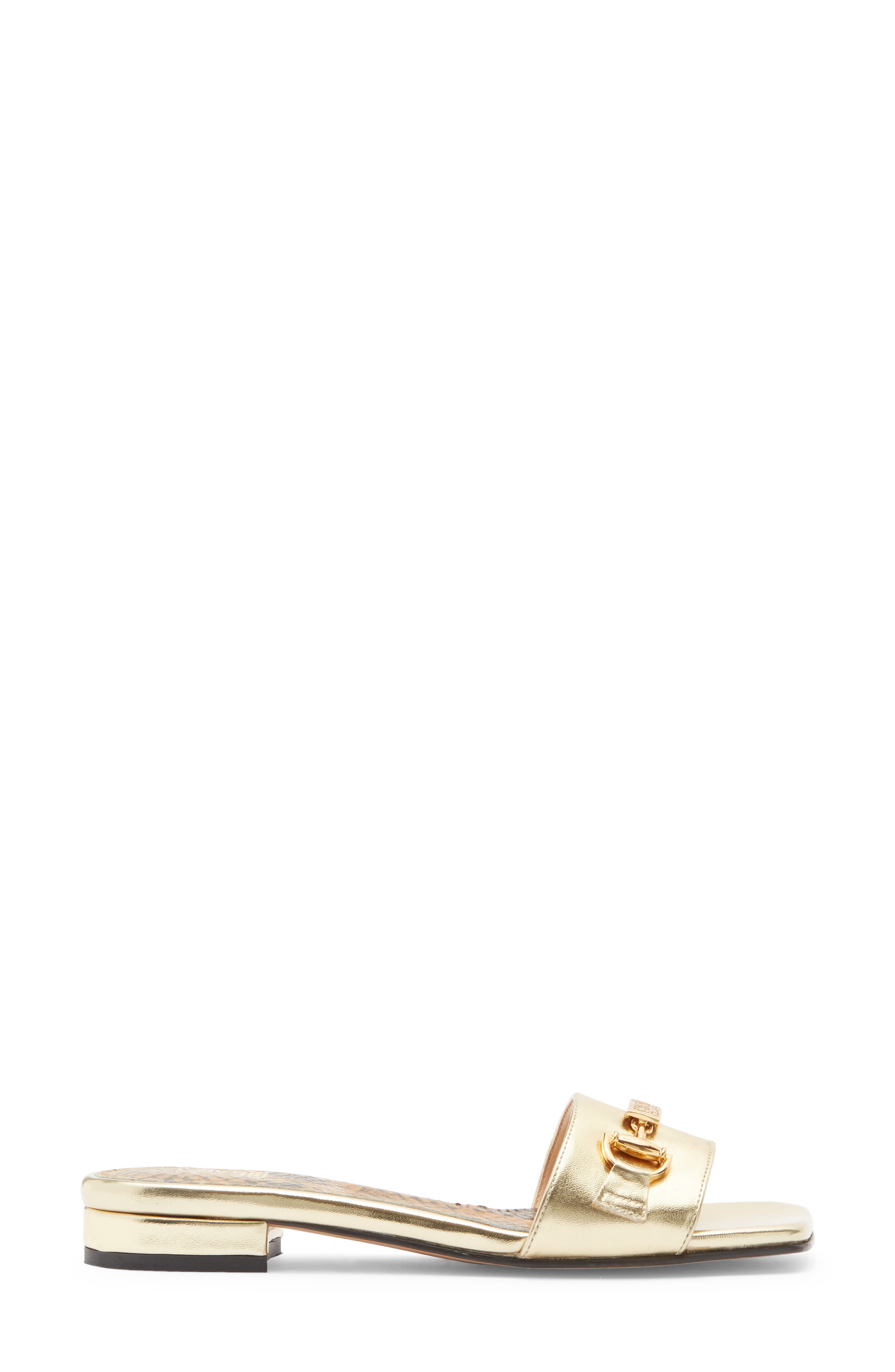 Roberto Cavalli Flat Slide Sandal, Alternate, color, Gold